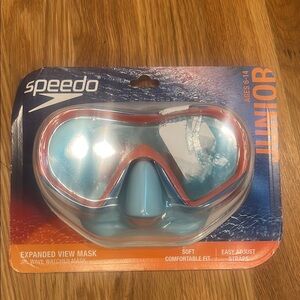 Speedo Blue and Orange Swim Goggles expanded view dive mask juniors kids 6-14 yr